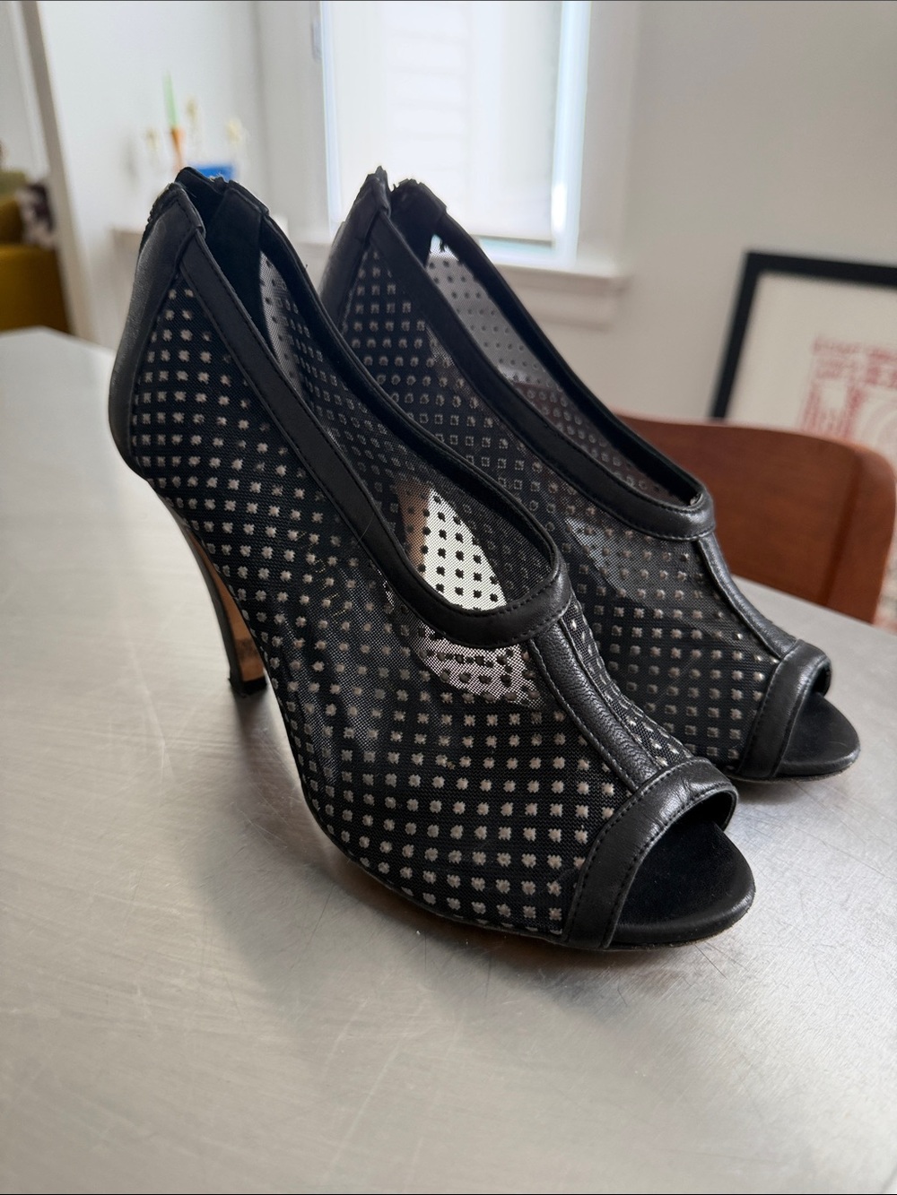Loeffler Randall Black Perforated Peep-Toe Heels